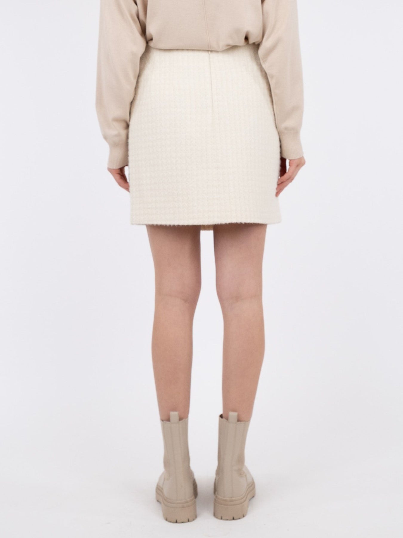 Helmine Check Boucle Skirt - Off White