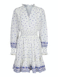 Daffodil S Belle Border Dress - Blue