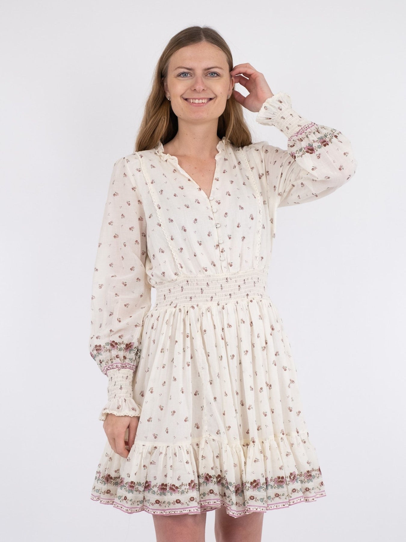 Daffodil S Belle Border Dress - Dusty Rose