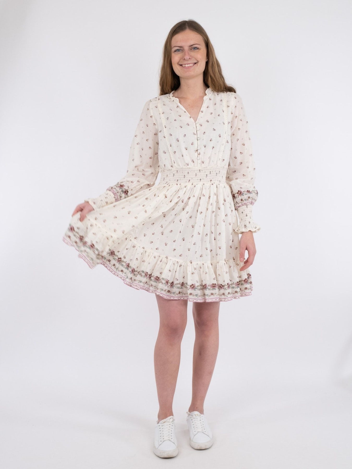Daffodil S Belle Border Dress - Dusty Rose