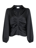 Mille Heavy Sateen Blouse - Black