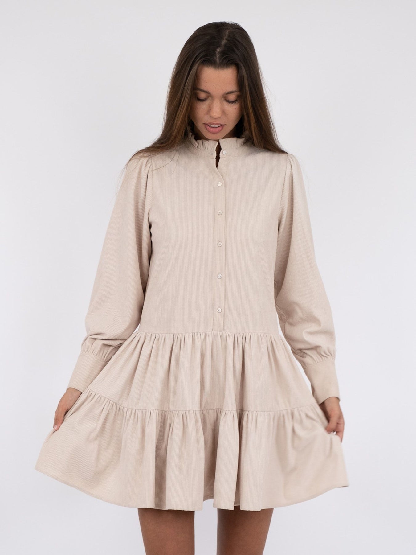 Latifa Mini Cord Dress - Taupe