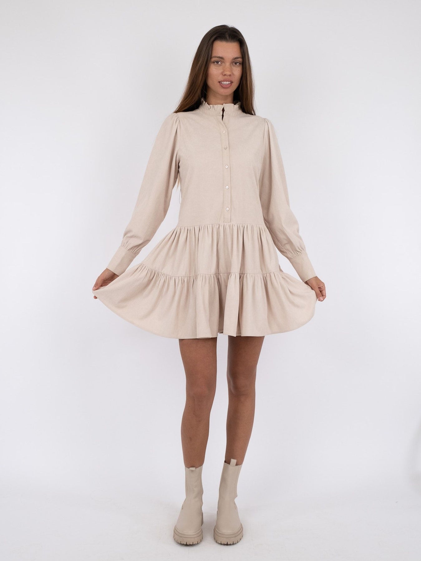 Latifa Mini Cord Dress - Taupe
