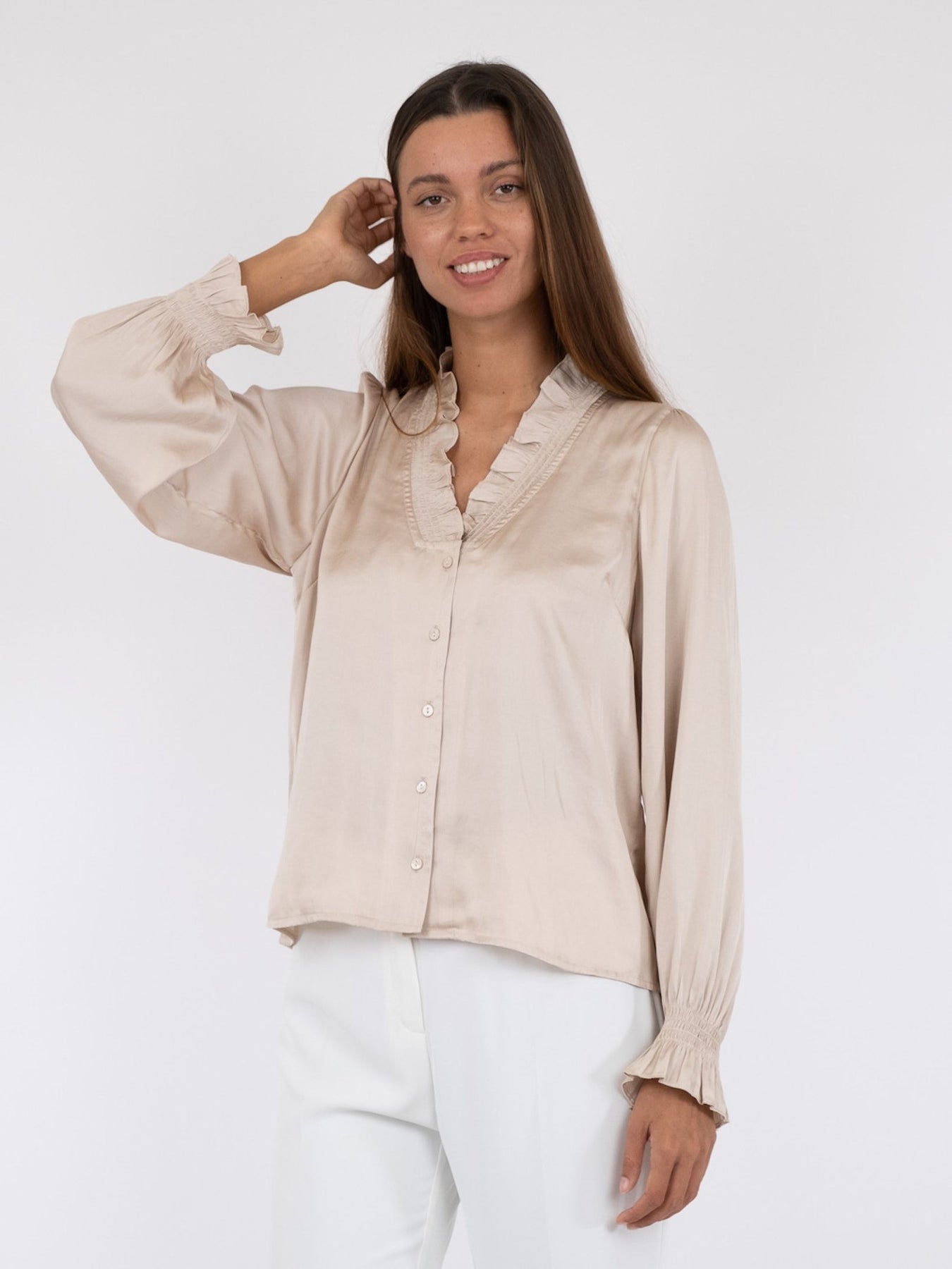Brielle Satin Blouse - Champagne