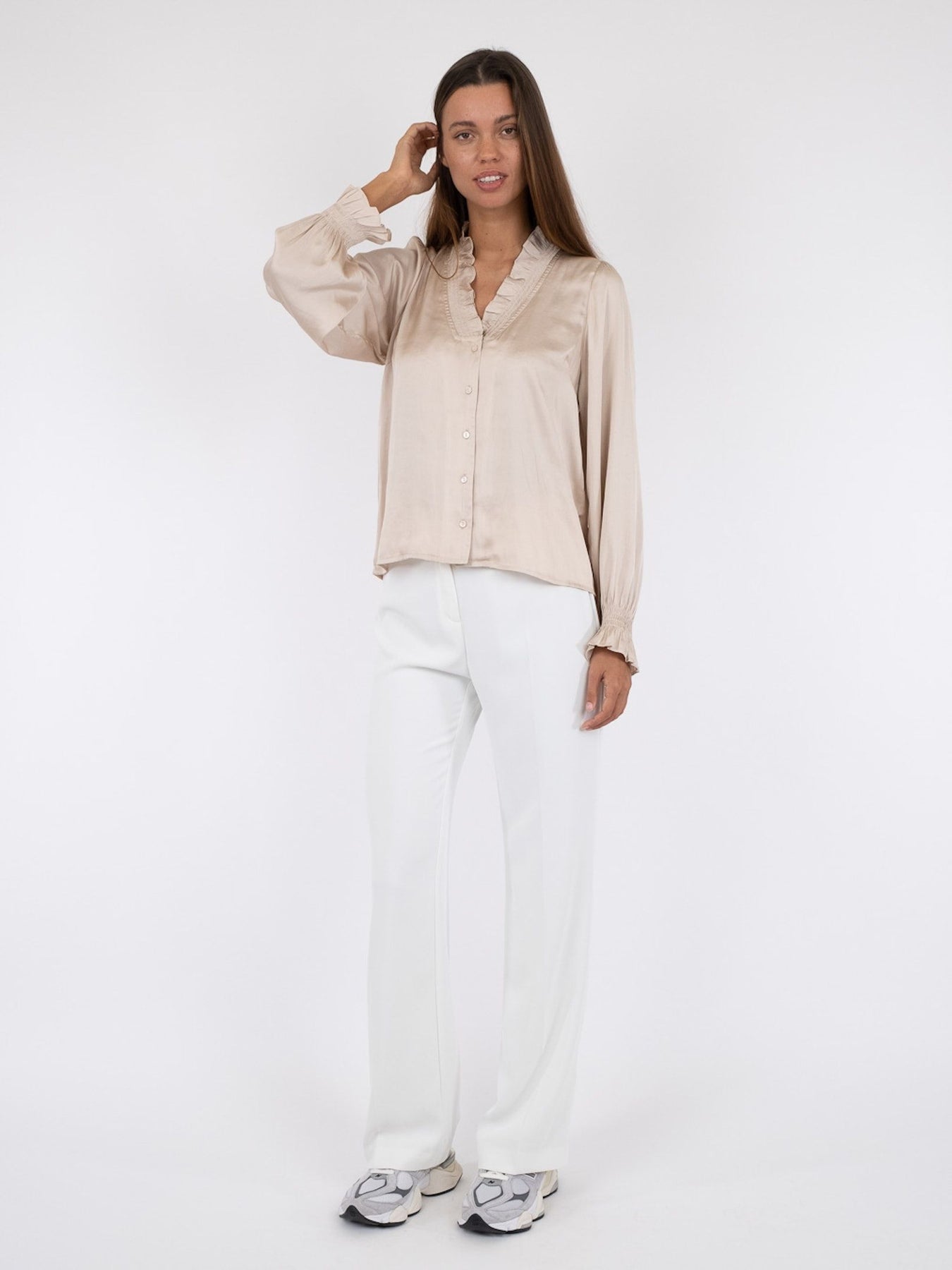 Brielle Satin Blouse - Champagne