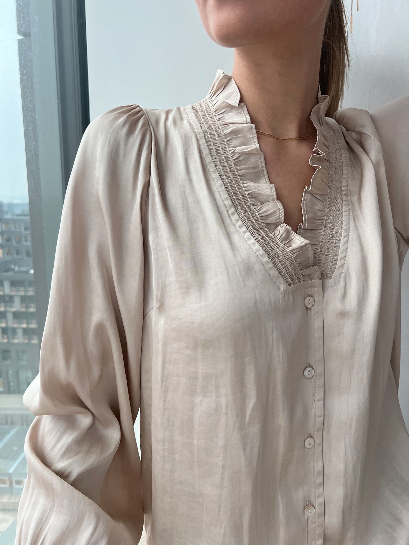Brielle Satin Blouse - Champagne