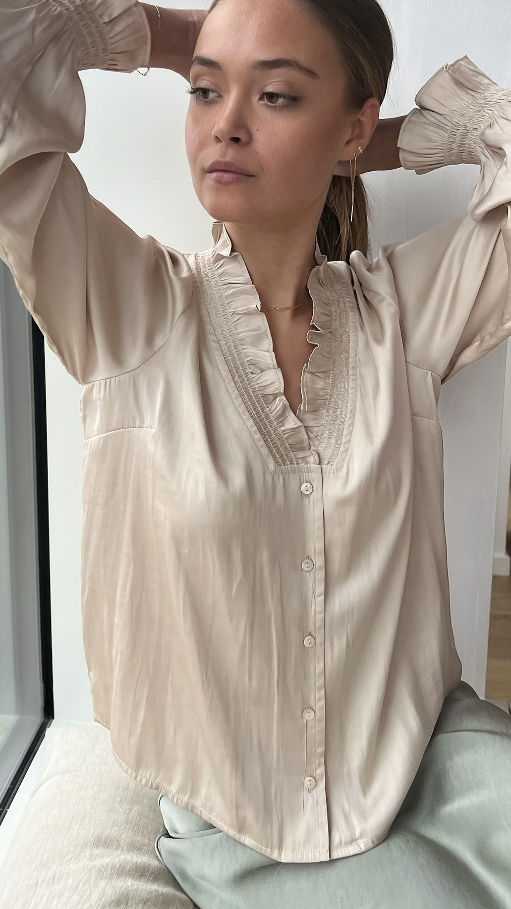 Brielle Satin Blouse - Champagne