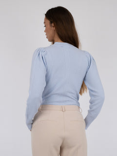 Aspen Knit Blouse - Light Blue