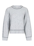 Detri Knit Blouse - Grey Melange