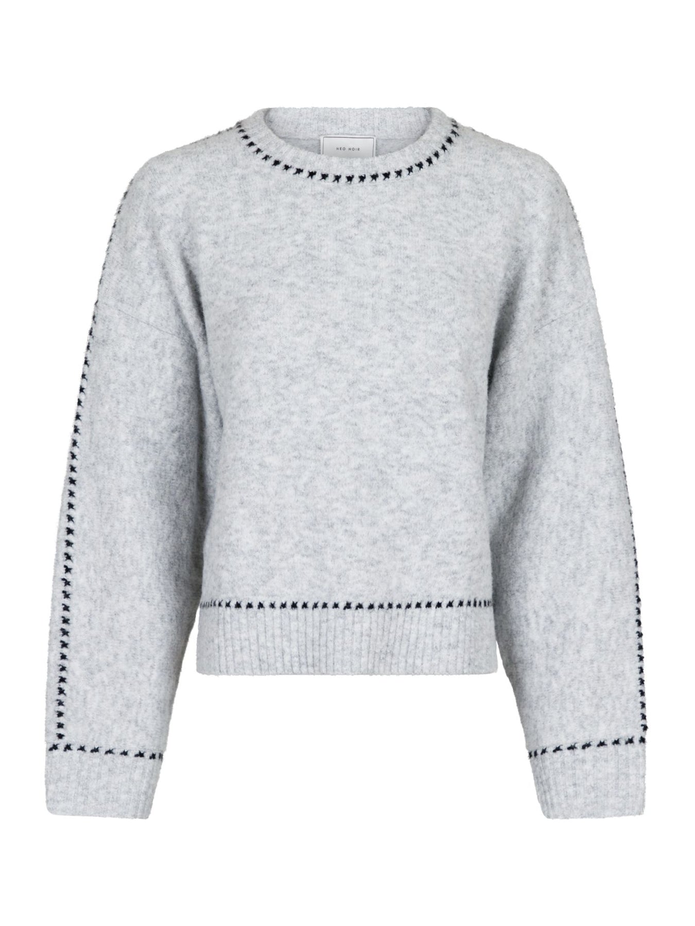 Detri Knit Blouse - Grey Melange