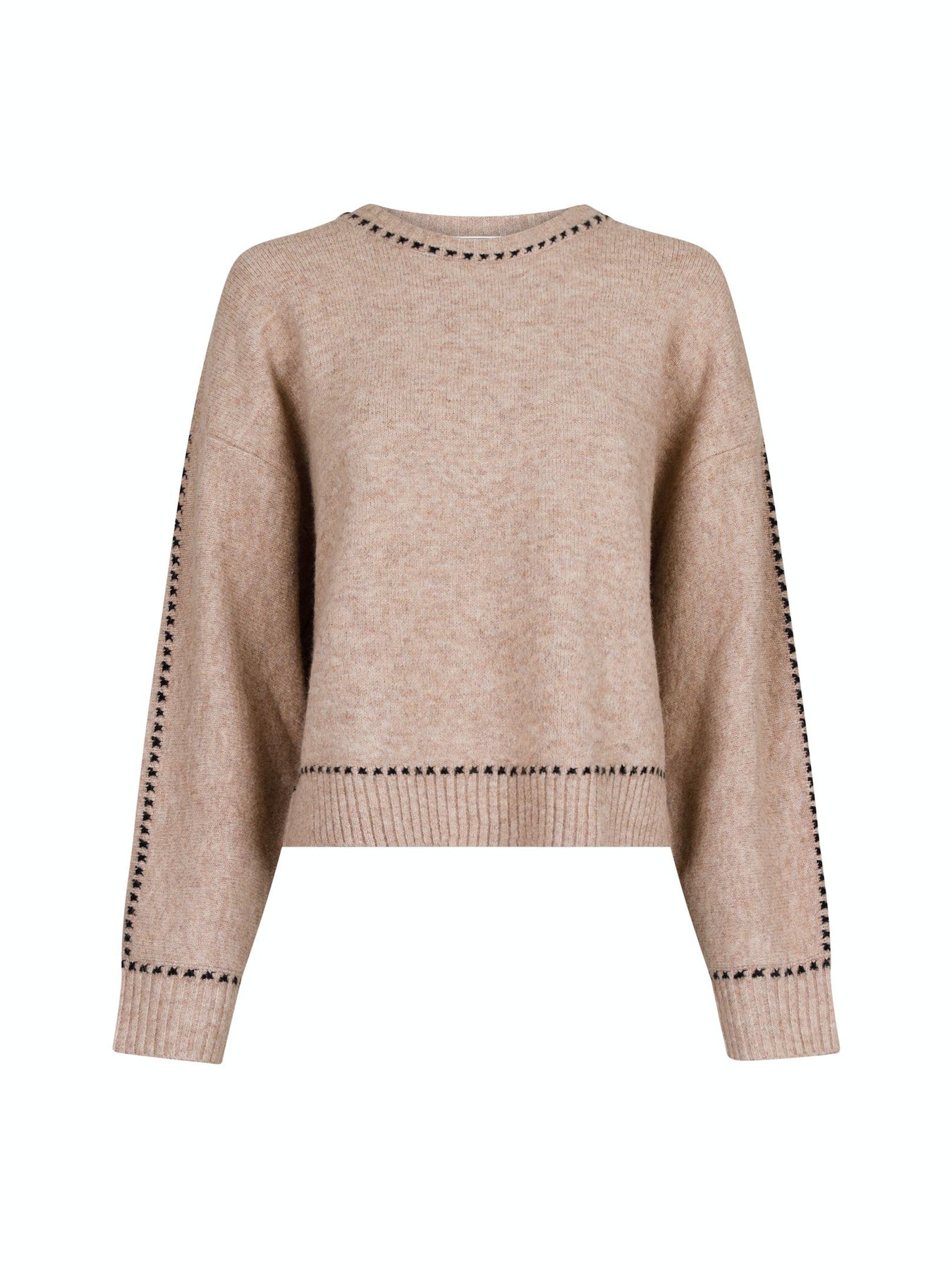 Detri Knit Blouse - Beige Melange