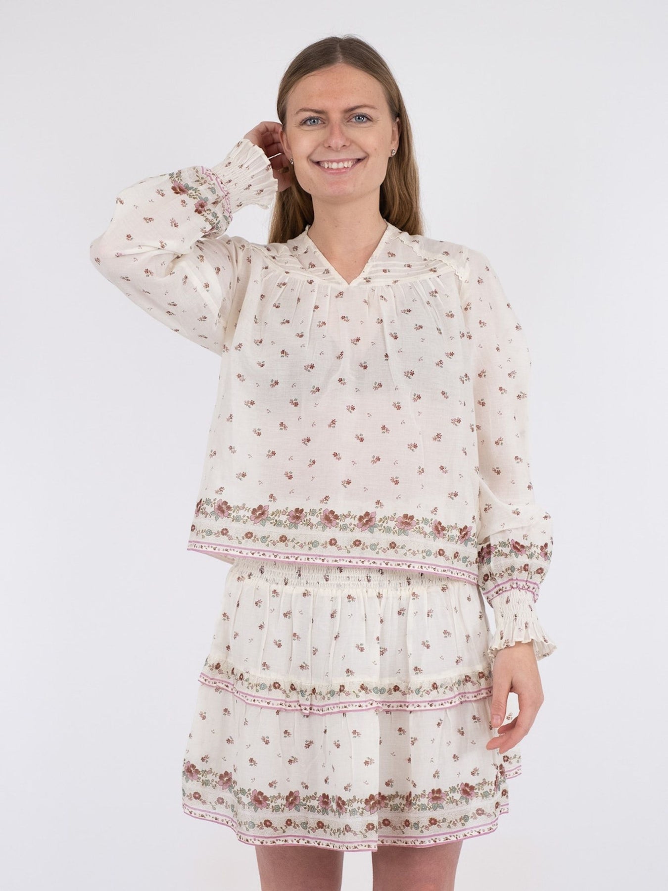 Seima S Belle Border Blouse - Dusty Rose
