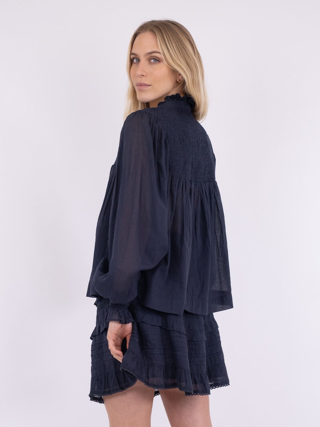 Jill S Voile Blouse - Navy