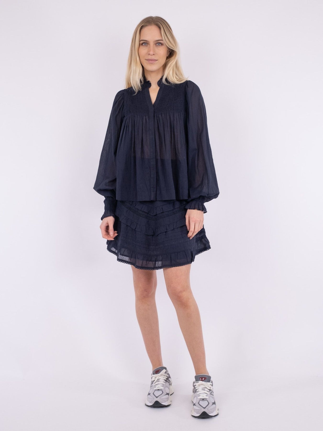 Jill S Voile Blouse - Navy