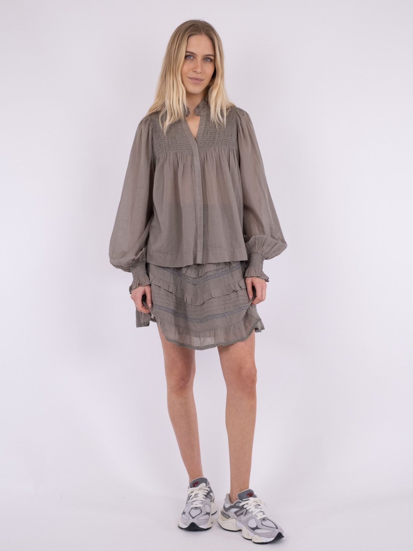 Jill S Voile Blouse - Smoke Green