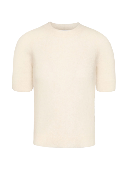 Mohair Sweater W/Short Sleeve - Almond Milk