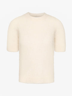 Mohair Sweater W/Short Sleeve - Almond Milk