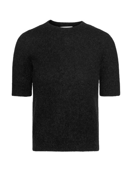 Mohair Sweater W/Short Sleeve - Black