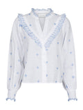 Degas Blouse - White/Light Blue
