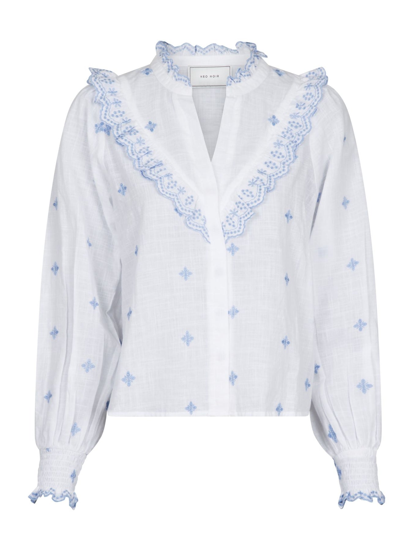 Degas Blouse - White/Light Blue