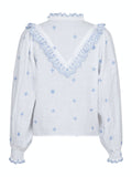 Degas Blouse - White/Light Blue