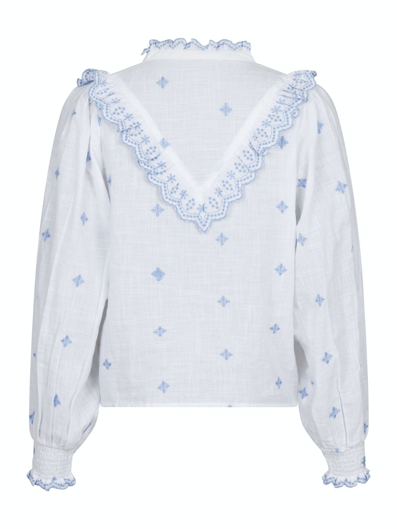 Degas Blouse - White/Light Blue