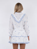 Degas Blouse - White/Light Blue