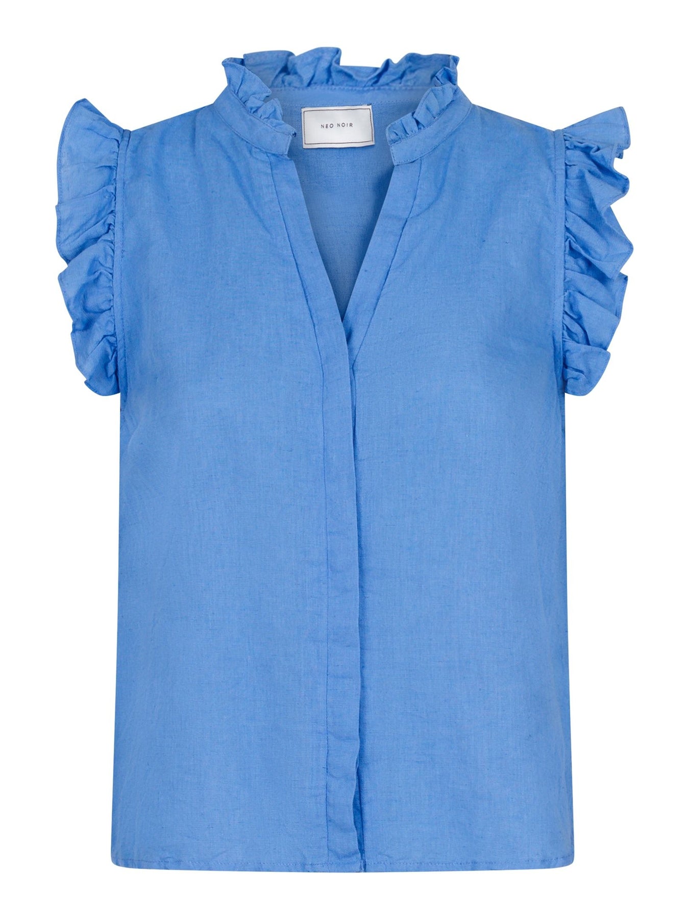 Siona Linen Top - Dusty Blue