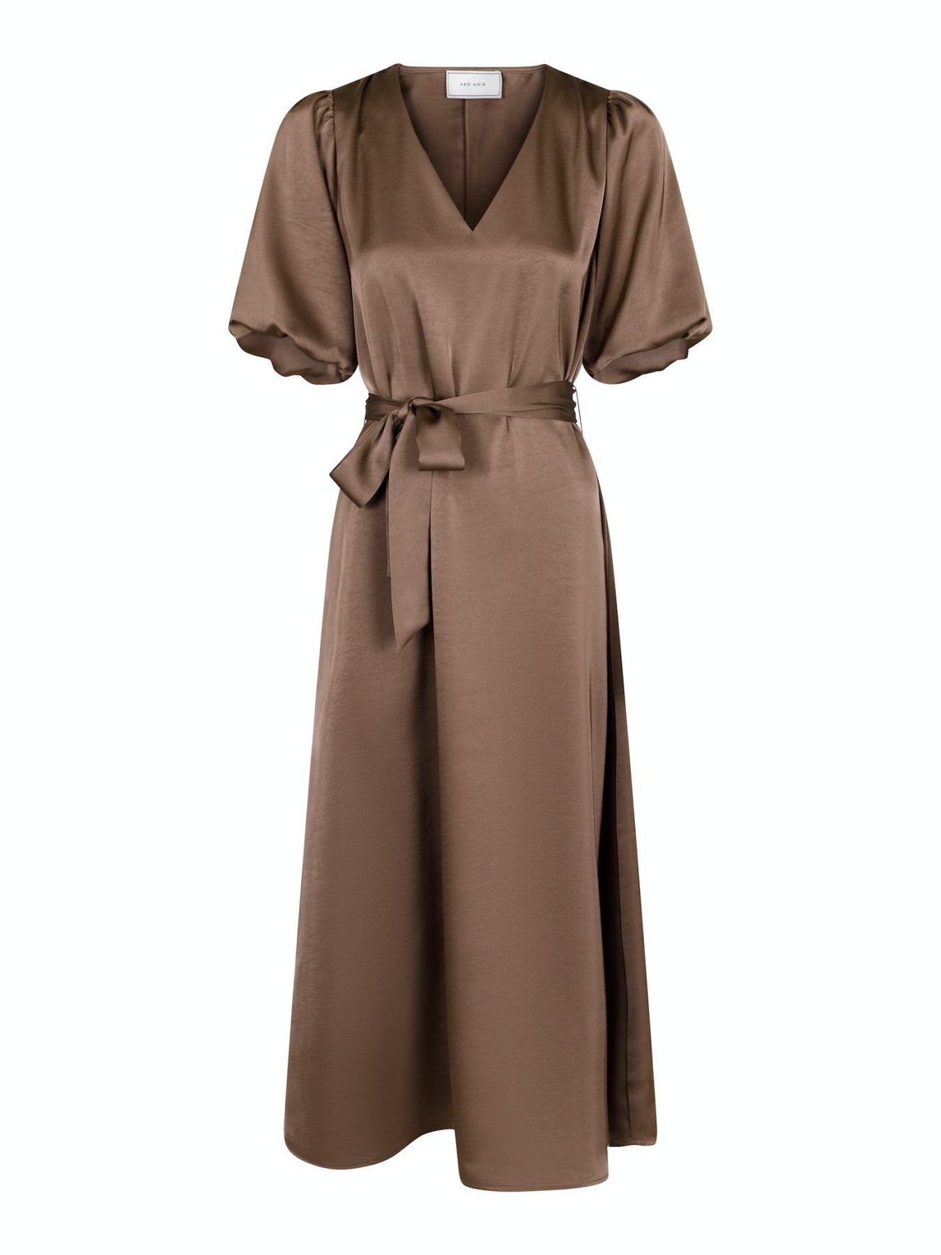 Benita Heavy Sateen Dress - Dusty Brown