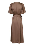 Benita Heavy Sateen Dress - Dusty Brown