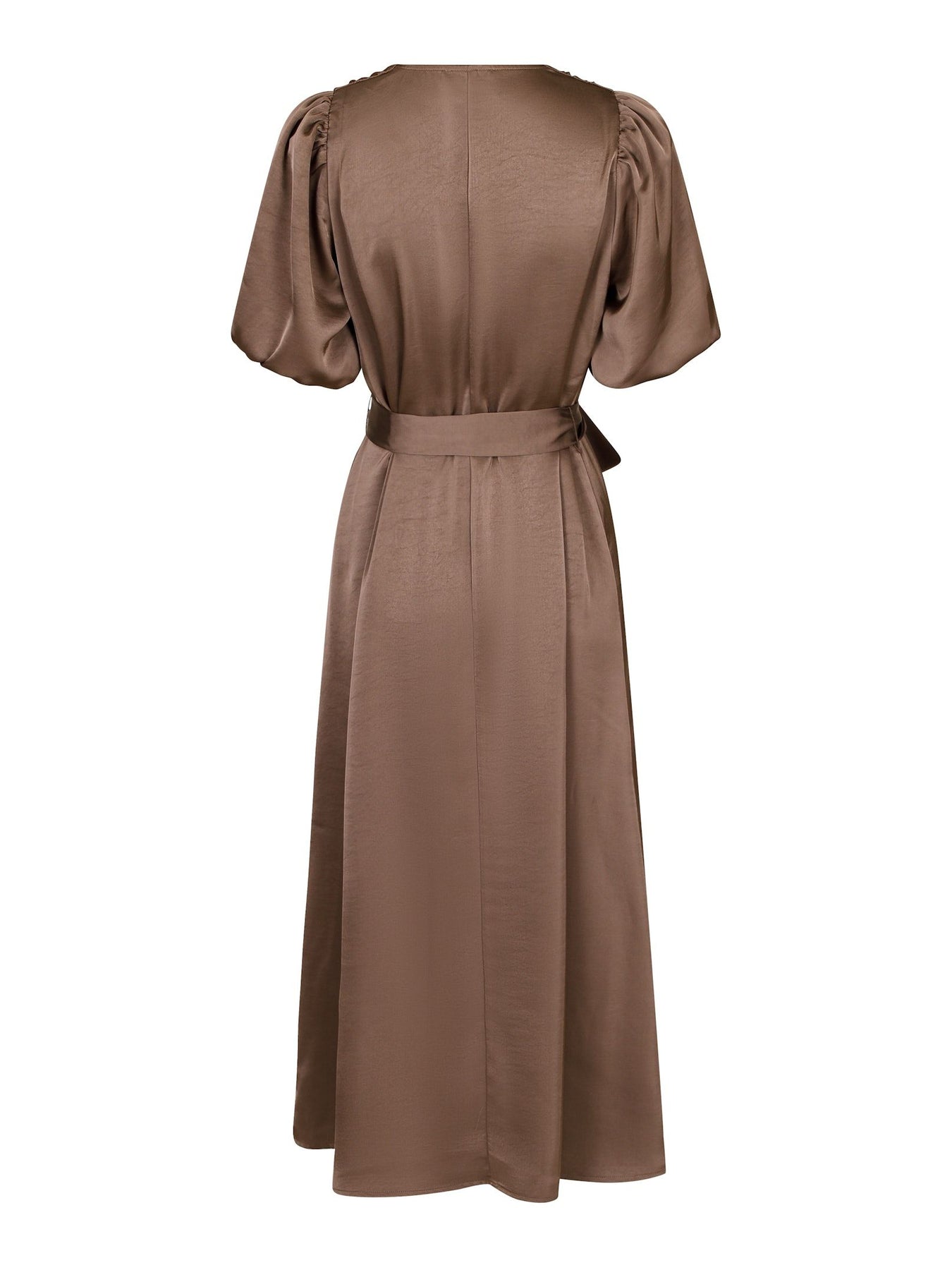 Benita Heavy Sateen Dress - Dusty Brown