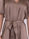 Benita Heavy Sateen Dress - Dusty Brown
