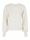 Rose Solid Knit Cardigan - Creme