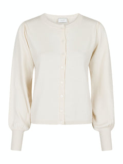 Rose Solid Knit Cardigan - Creme