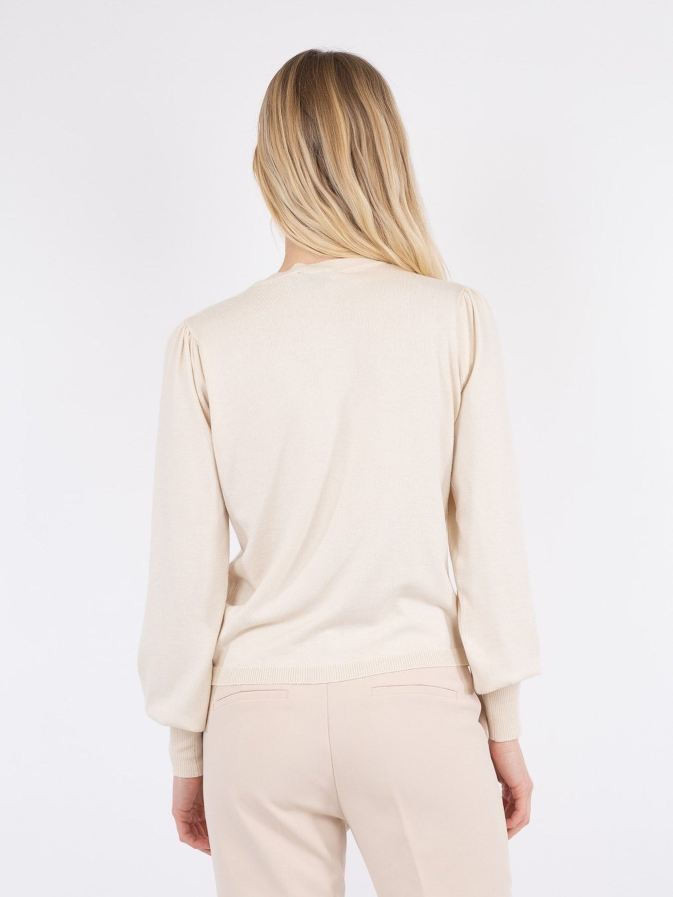 Rose Solid Knit Cardigan - Creme