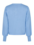 Rose Solid Knit Cardigan - Sky Blue