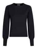 Magdalena Solid Knit Blouse - Black