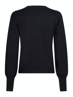 Magdalena Solid Knit Blouse - Black