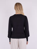Magdalena Solid Knit Blouse - Black