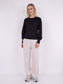 Magdalena Solid Knit Blouse - Black
