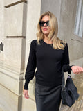 Magdalena Solid Knit Blouse - Black