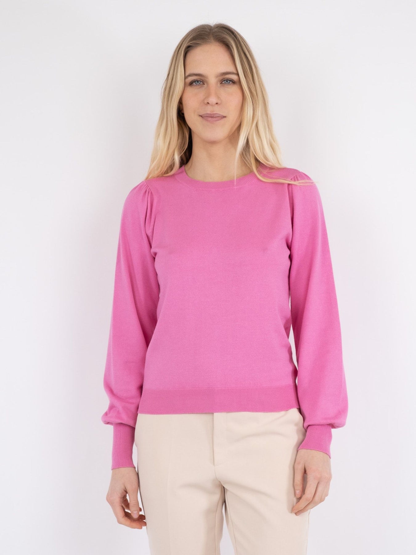 Magdalena Solid Knit Blouse - Pink