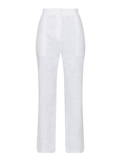 Alice Heavy Linen Pants - White