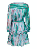 Dennie Blurred Stripe Dress - Green