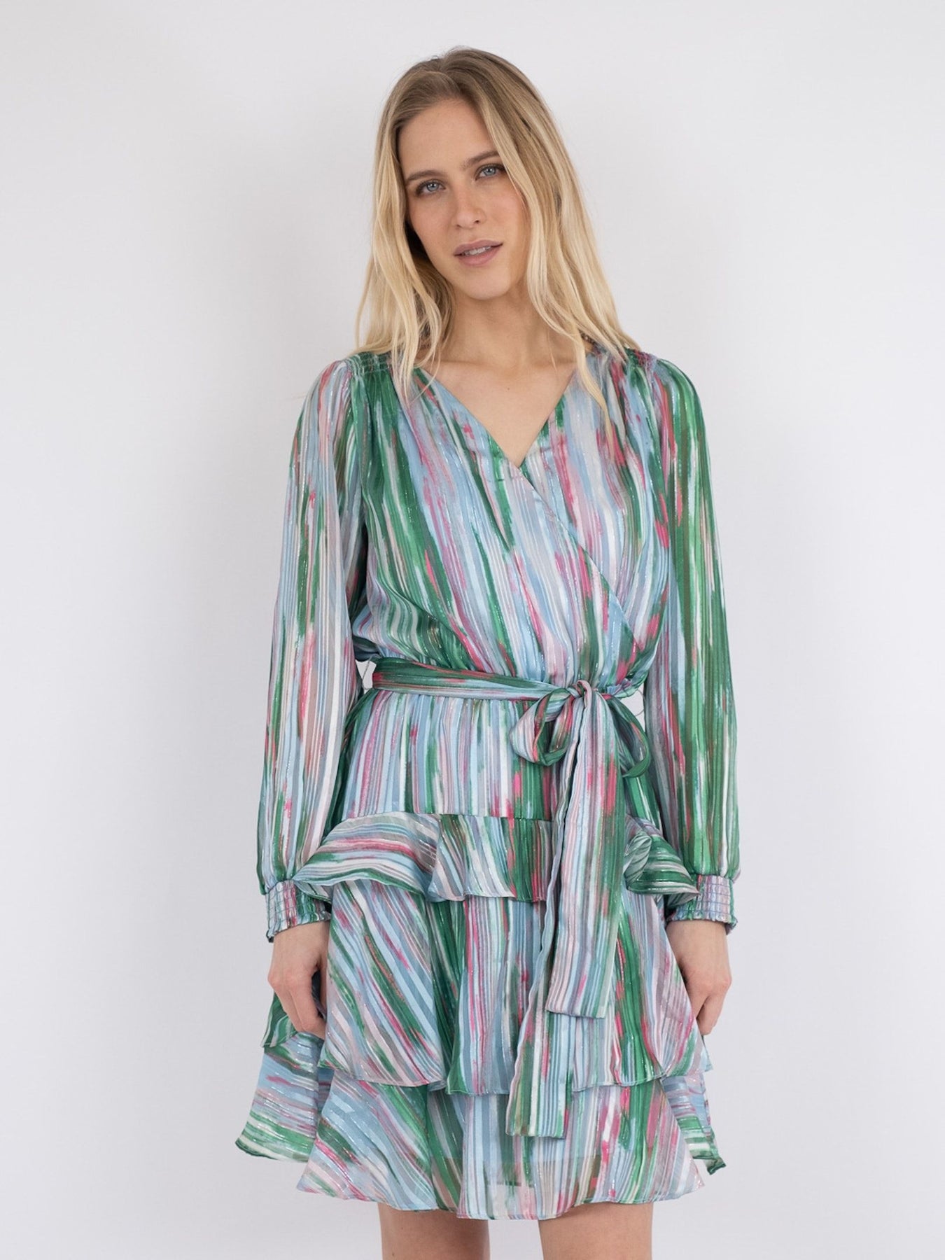 Dennie Blurred Stripe Dress - Green