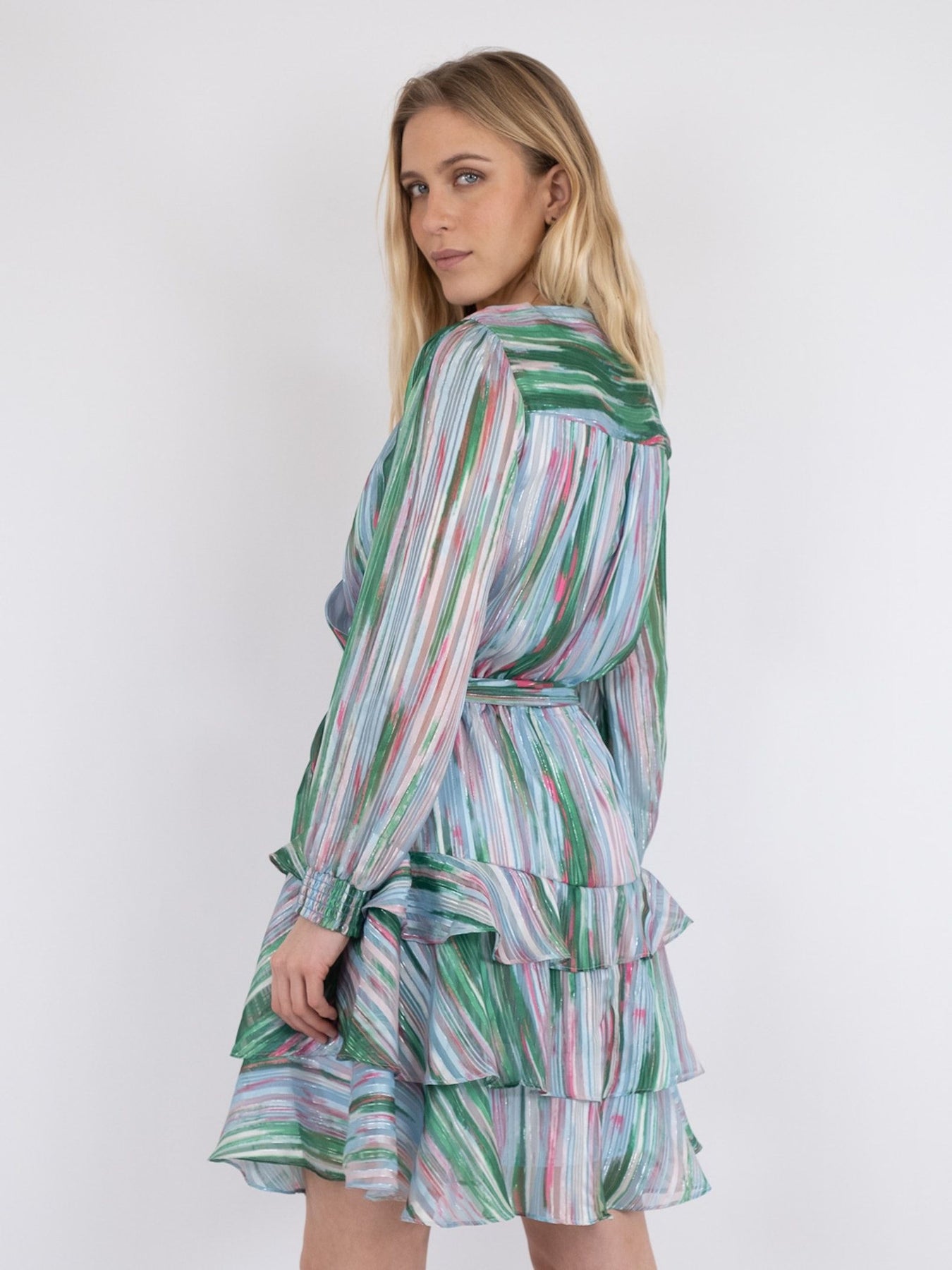Dennie Blurred Stripe Dress - Green
