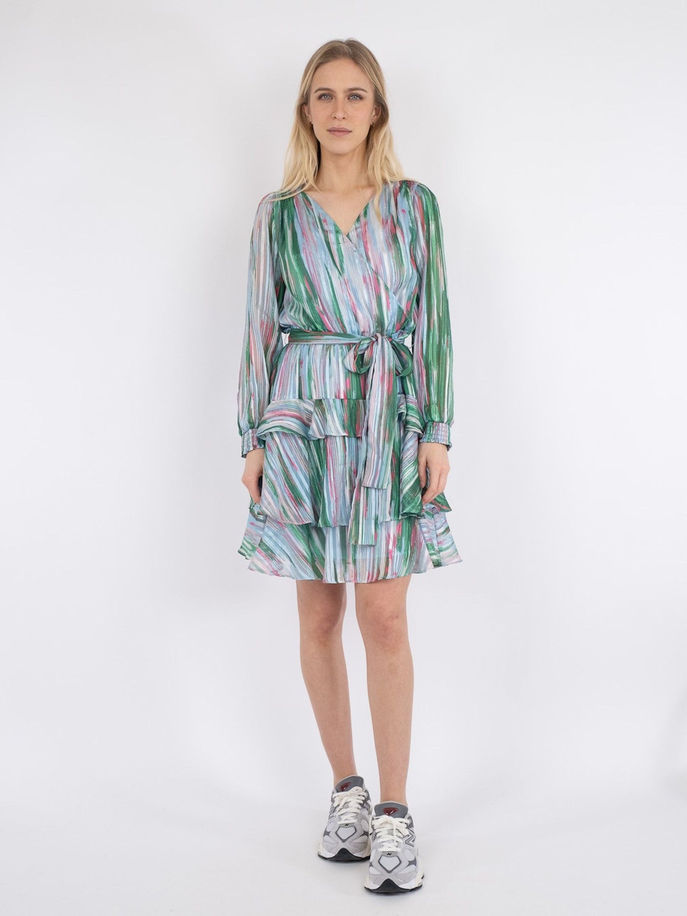Dennie Blurred Stripe Dress - Green