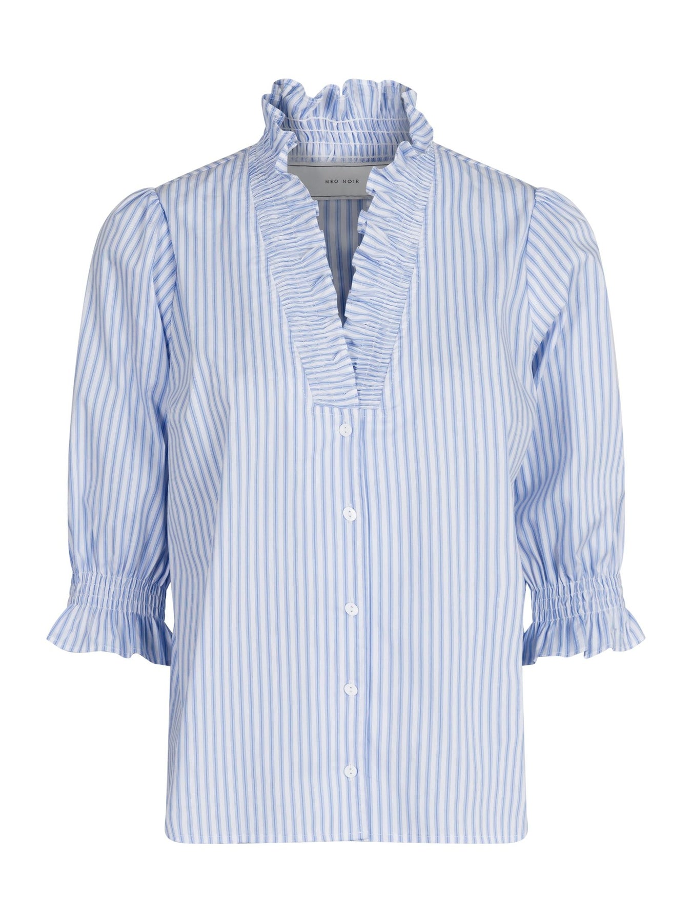 Briony Mix Stripe Blouse - Light Blue