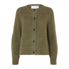 Lulu Ls Knit Short Cardigan - Dusky Green