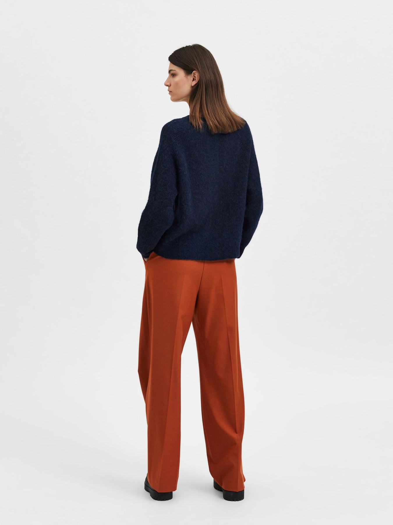 Lulu Ls Stickad Kort Kofta - Dark Sapphire Melange